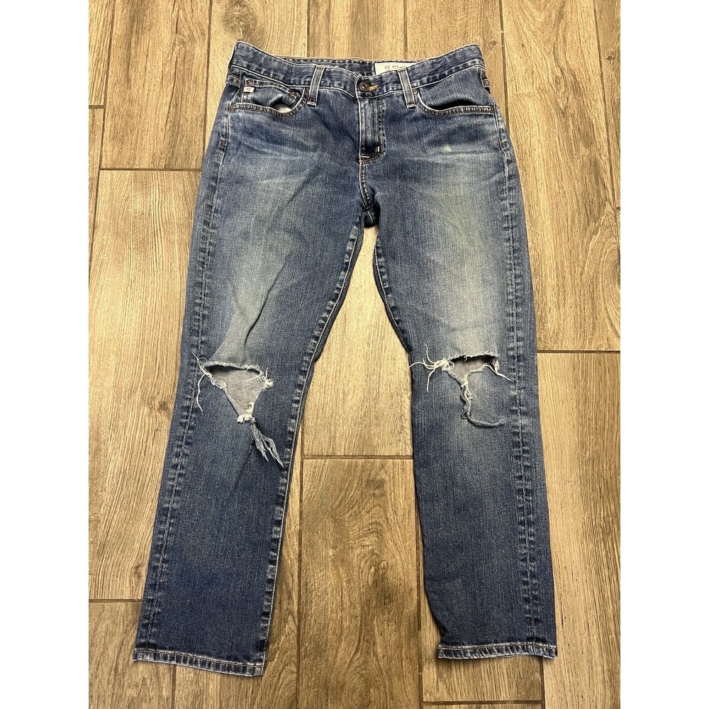 Adriano Goldschmied Womens Ex Boyfriend Slim Jeans 28R Blue Distressed